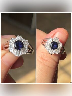 Brand NEW dark blue and silver sunburst ring $25